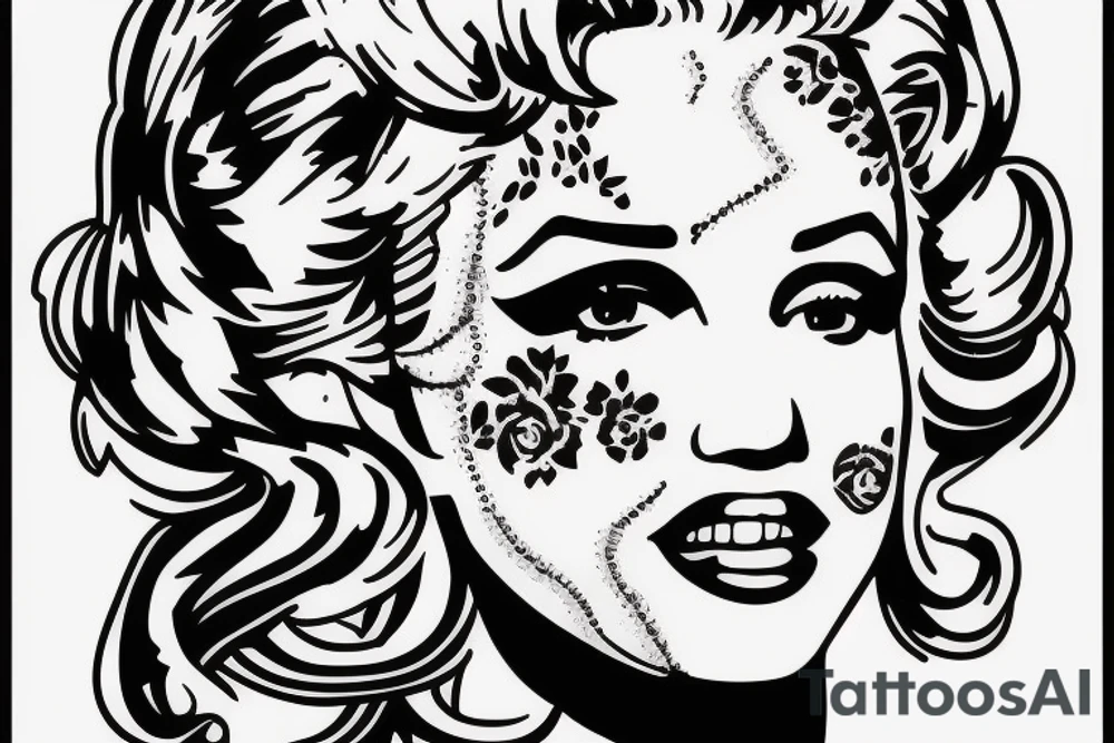 blackwork marylin monroe face  (not too big,) tattoo idea