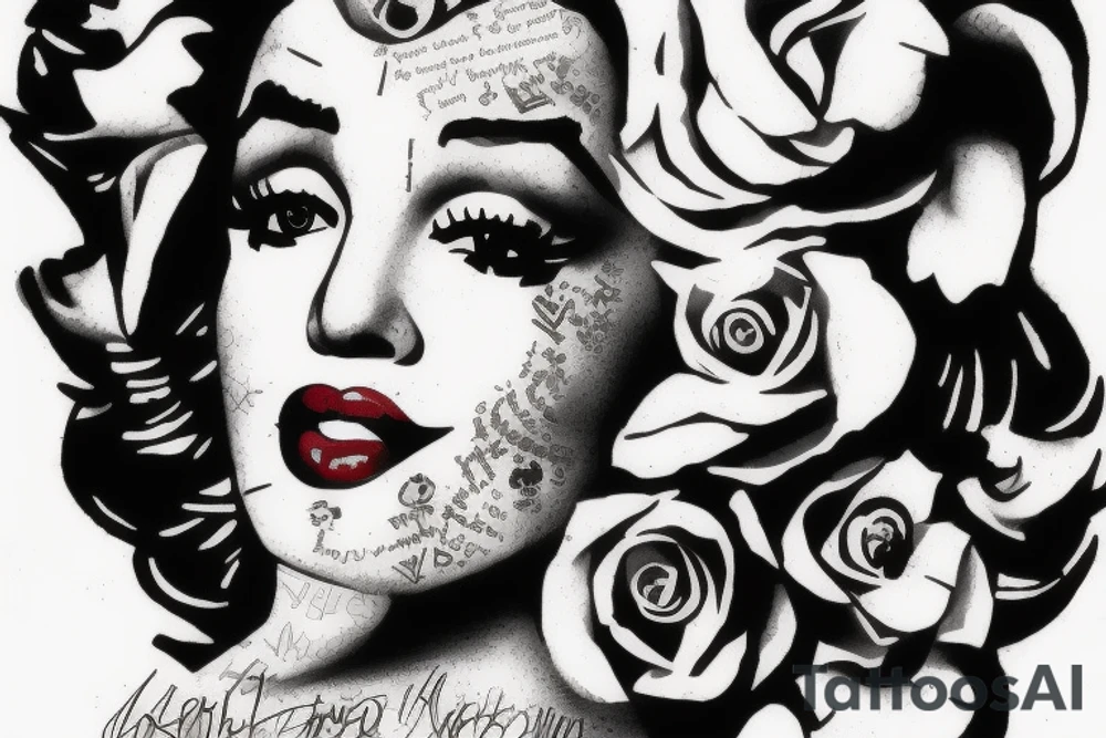 blackwork marylin monroe face  (not too big,) tattoo idea