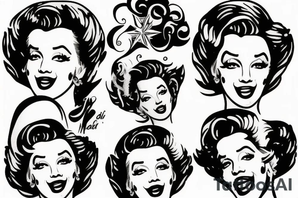 blackwork marylin monroe face  (not too big,) tattoo idea