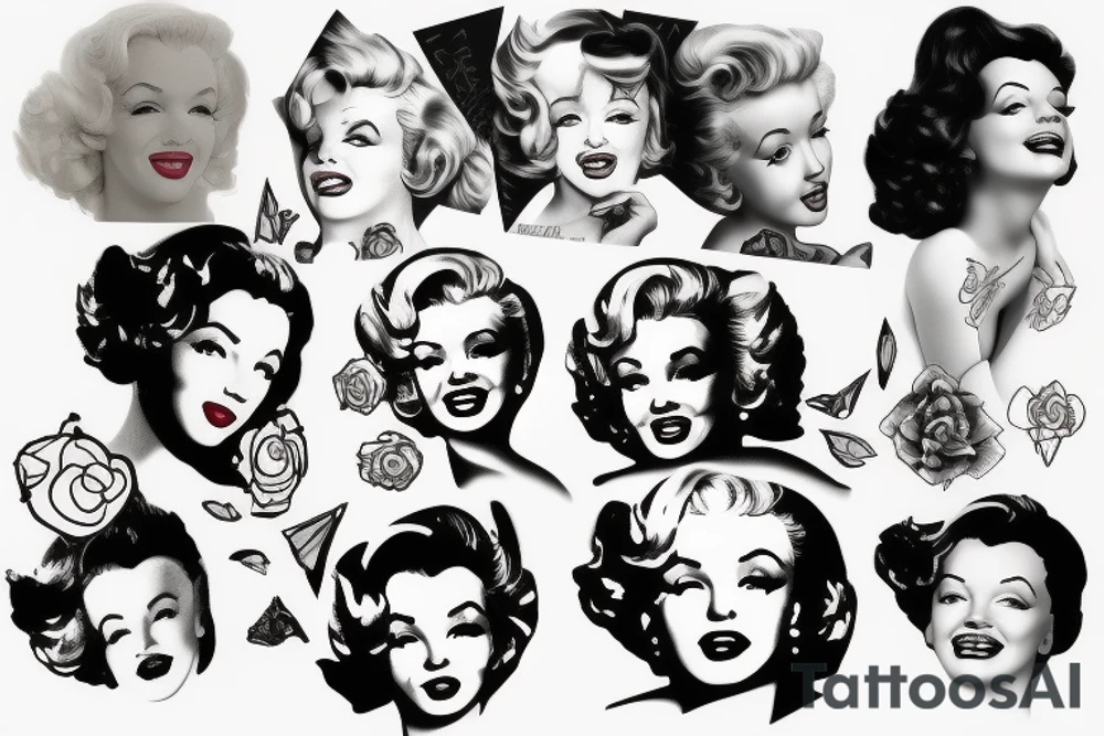 blackwork marylin monroe face  (not too big,) tattoo idea
