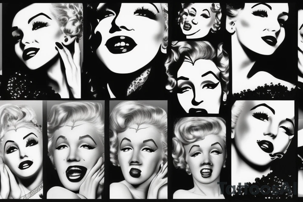 blackwork marylin monroe face  (not too big,) tattoo idea