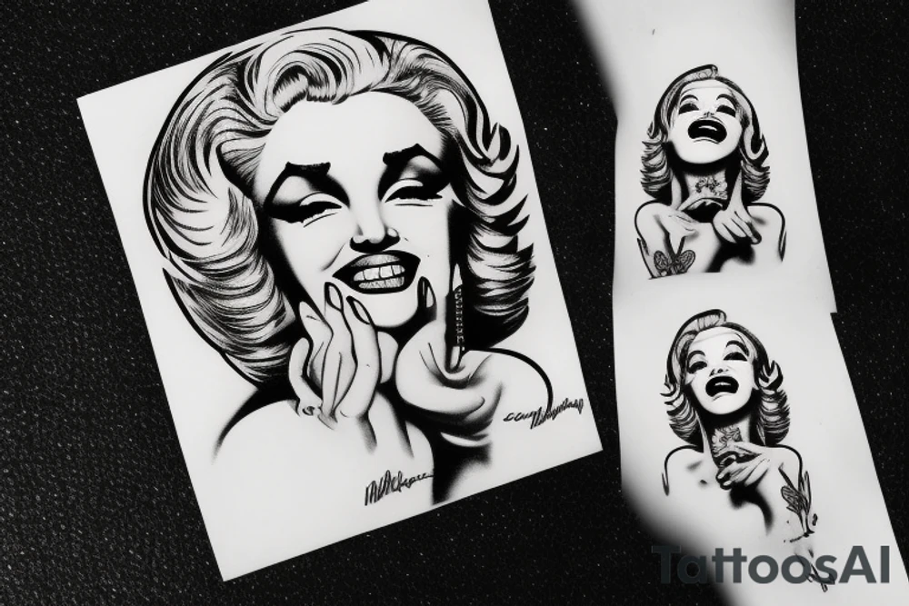 blackwork marylin monroe face  (not too big,) tattoo idea