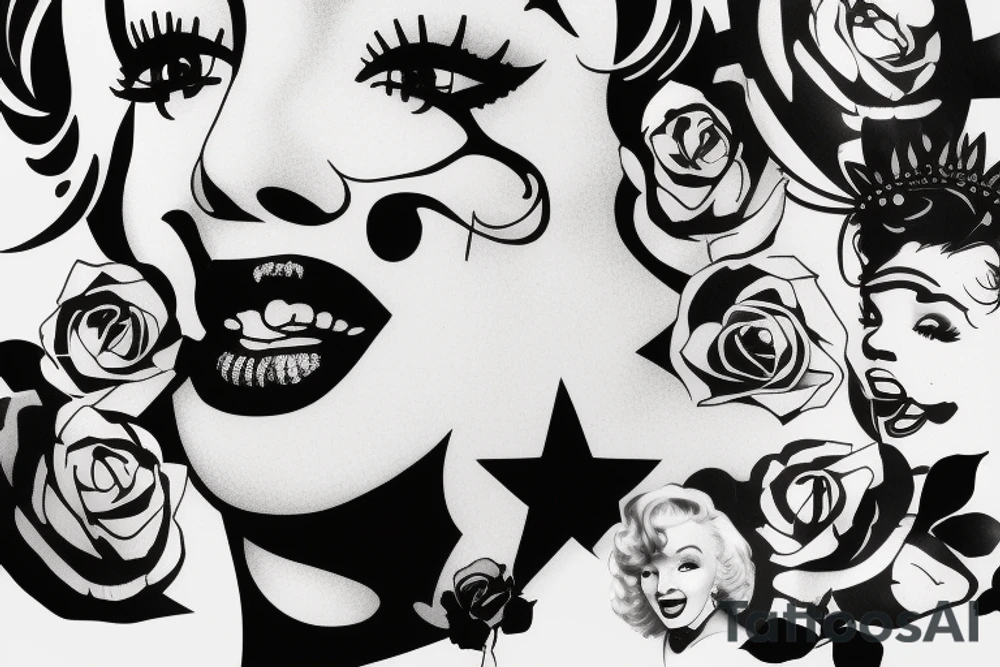 blackwork marylin monroe face  (not too big,) tattoo idea