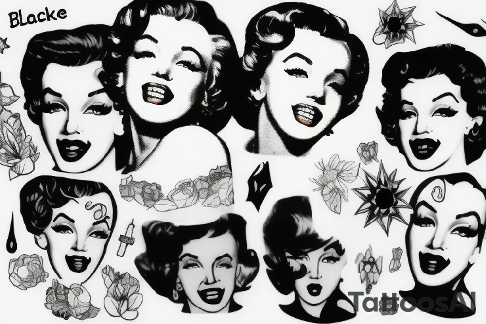 blackwork marylin monroe face  (not too big,) tattoo idea