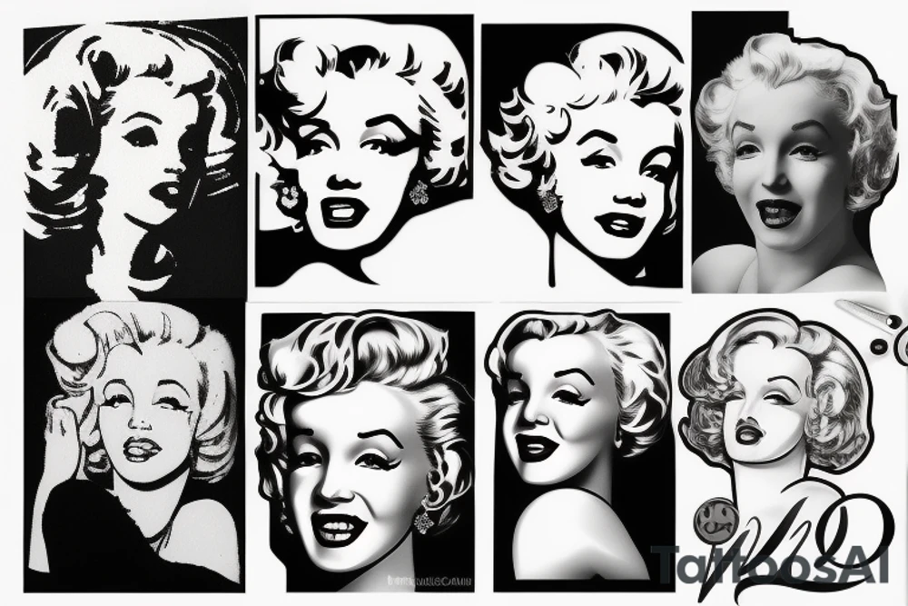 blackwork marylin monroe face  (not too big,) tattoo idea
