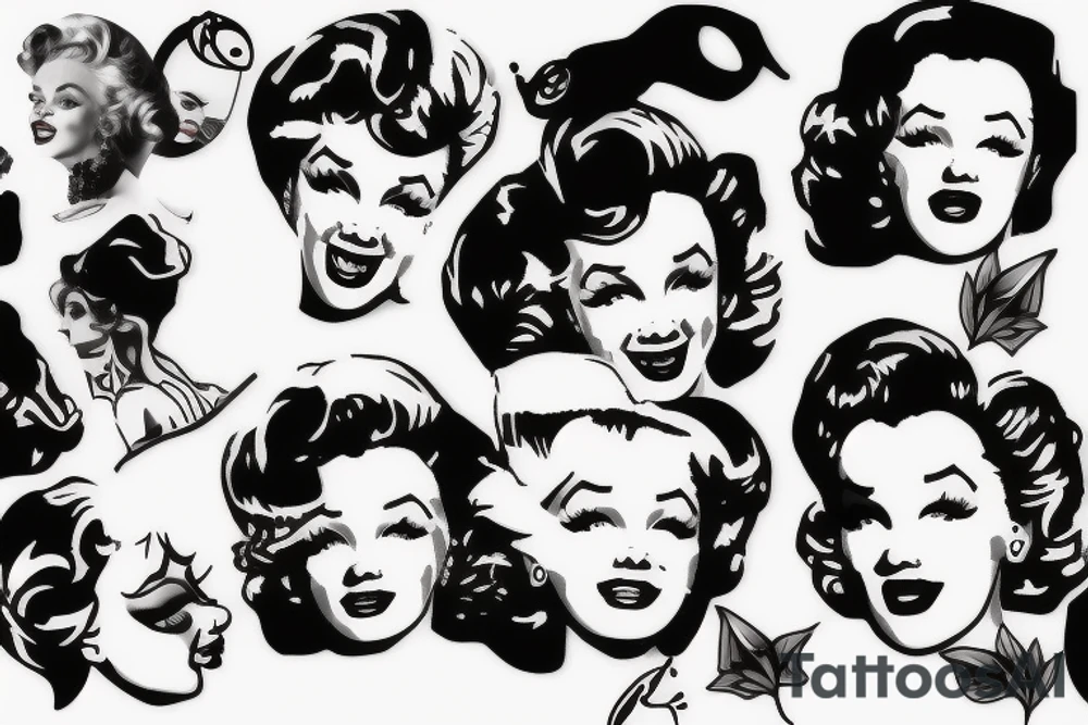 blackwork marylin monroe face  (not too big,) tattoo idea