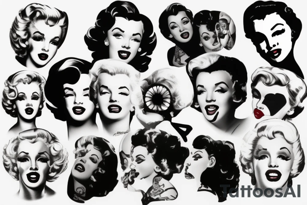 blackwork marylin monroe face  (not too big,) tattoo idea