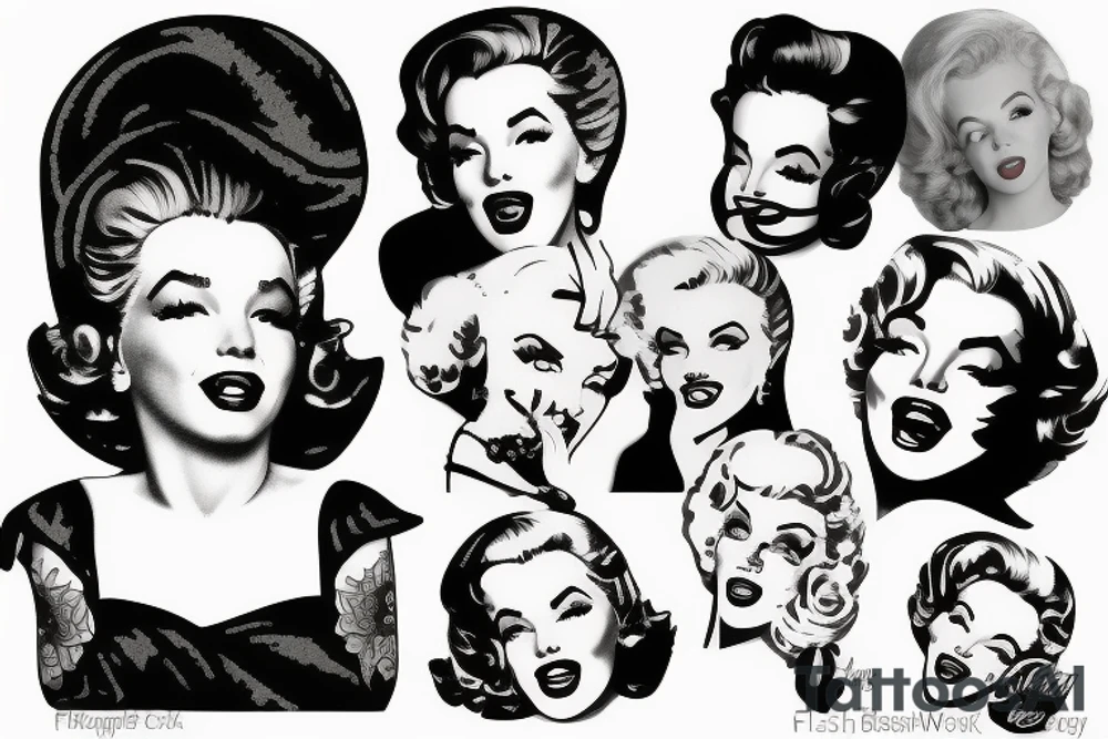 blackwork marylin monroe face  (not too big,) tattoo idea