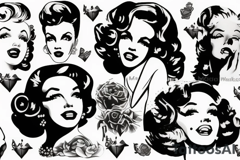 blackwork marylin monroe face  (not too big,) tattoo idea