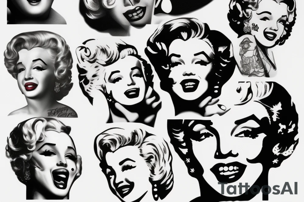 blackwork marylin monroe face  (not too big,) tattoo idea