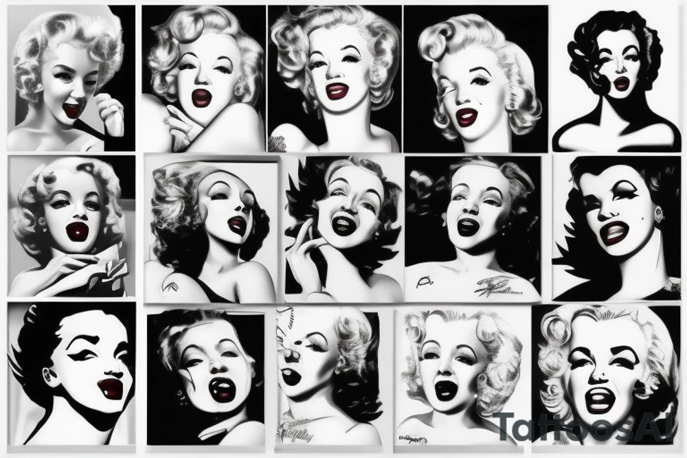 blackwork marylin monroe face  (not too big,) tattoo idea