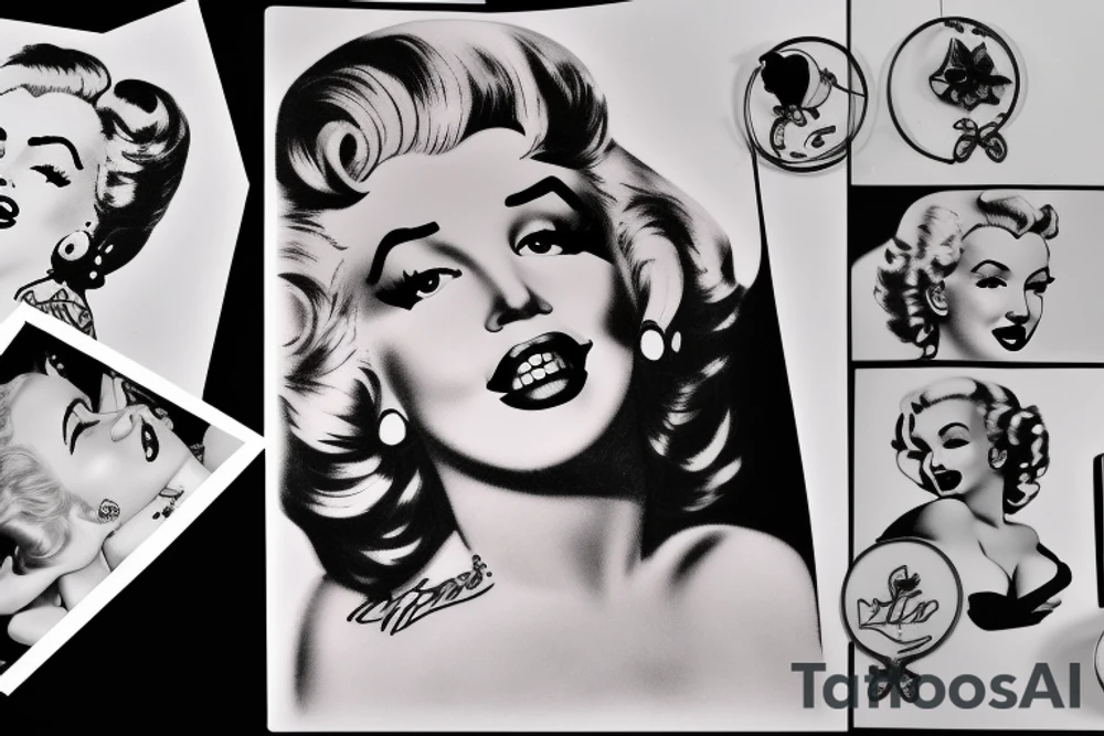 marylin monroe face pin up-style tattoo idea