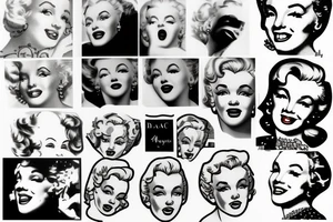marylin monroe face blackwork style tattoo idea
