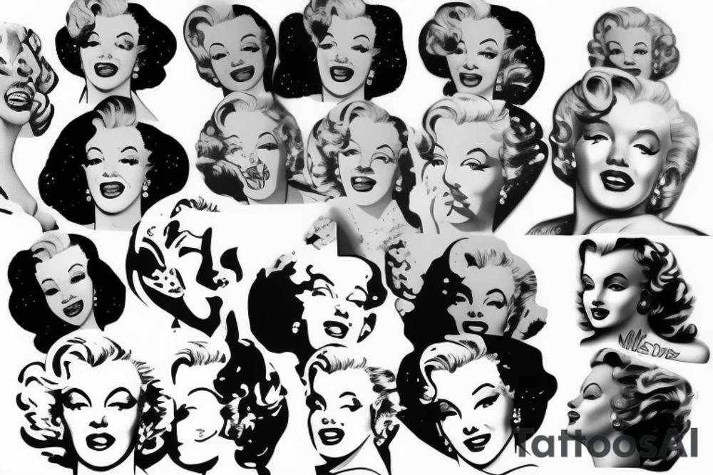 marylin monroe face blackwork style tattoo idea