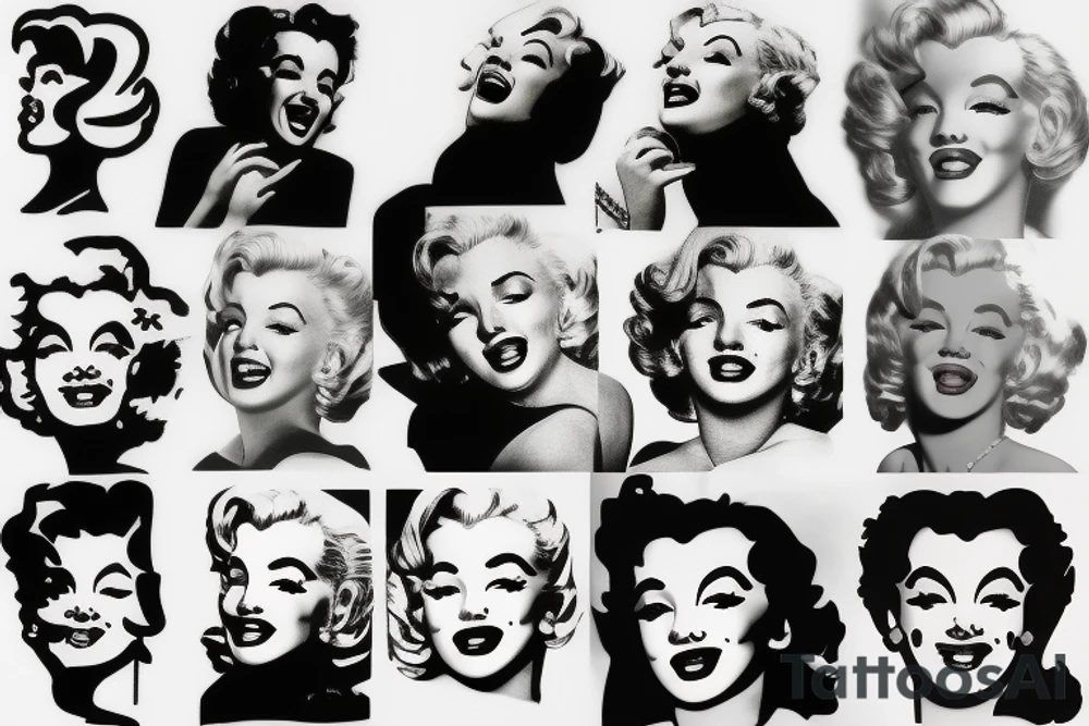 marylin monroe face blackwork style tattoo idea
