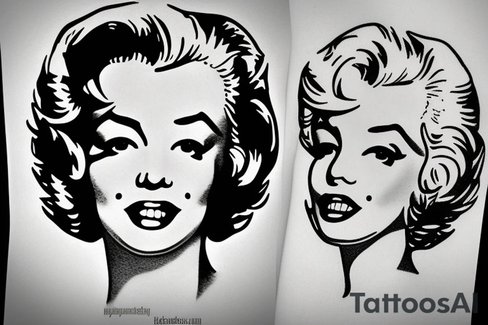 marylin monroe face blackwork style tattoo idea