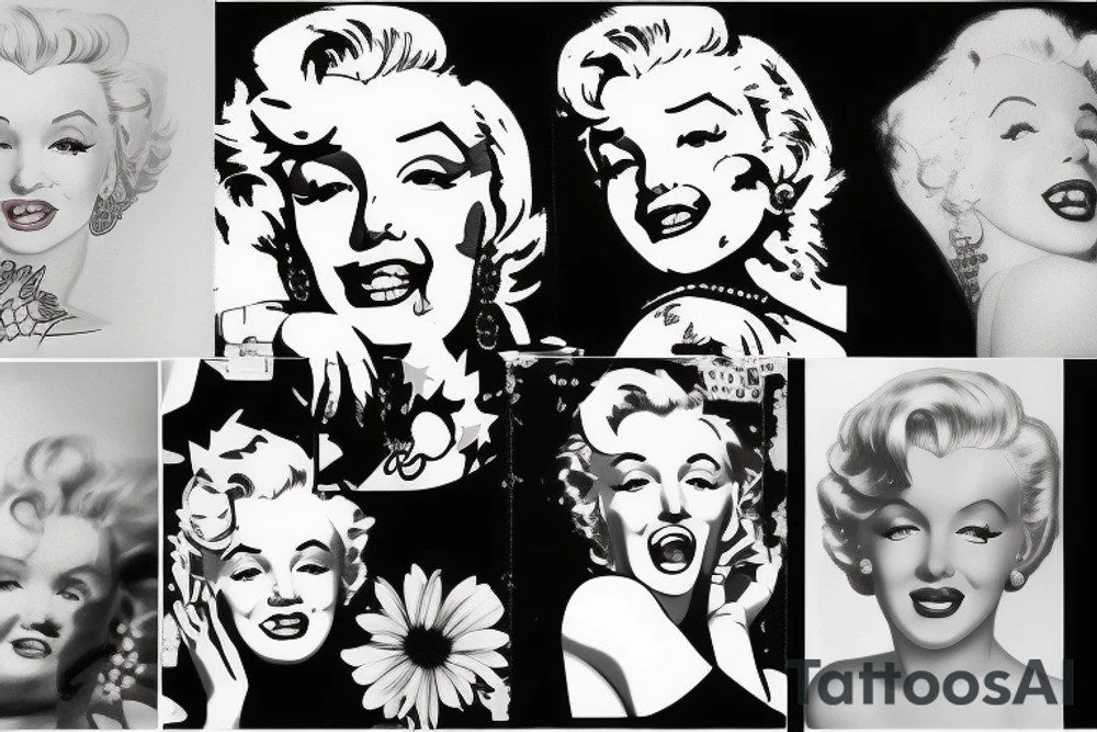 marylin monroe face blackwork style tattoo idea