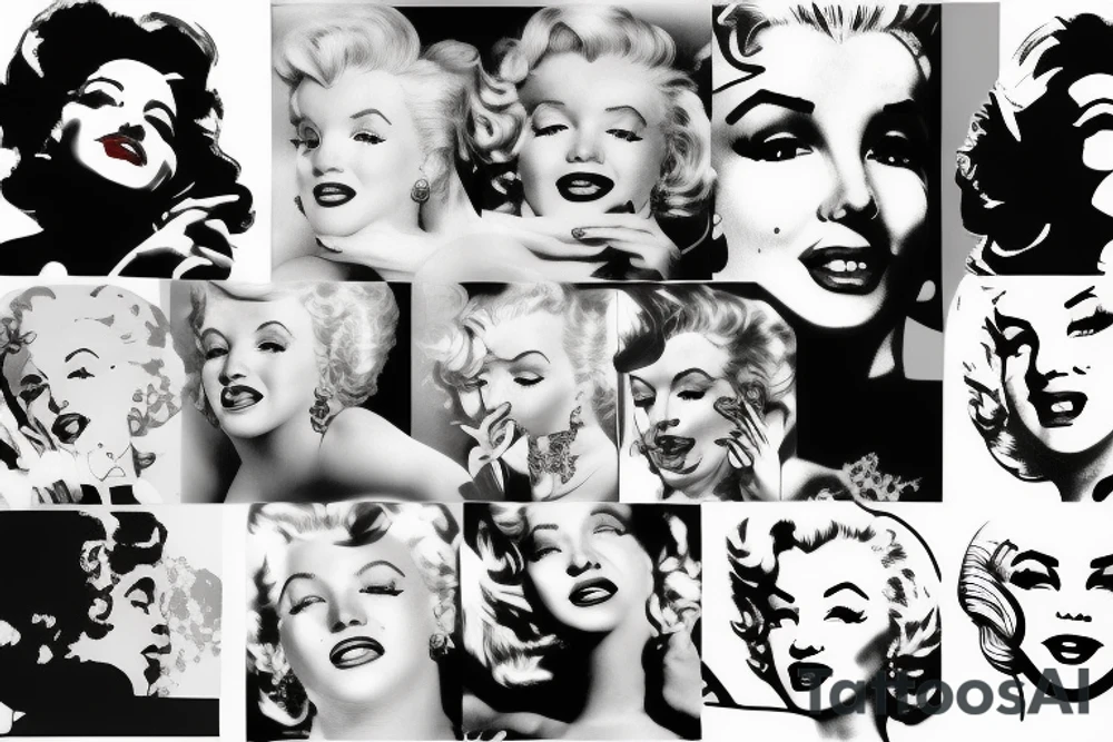 marylin monroe face blackwork style tattoo idea