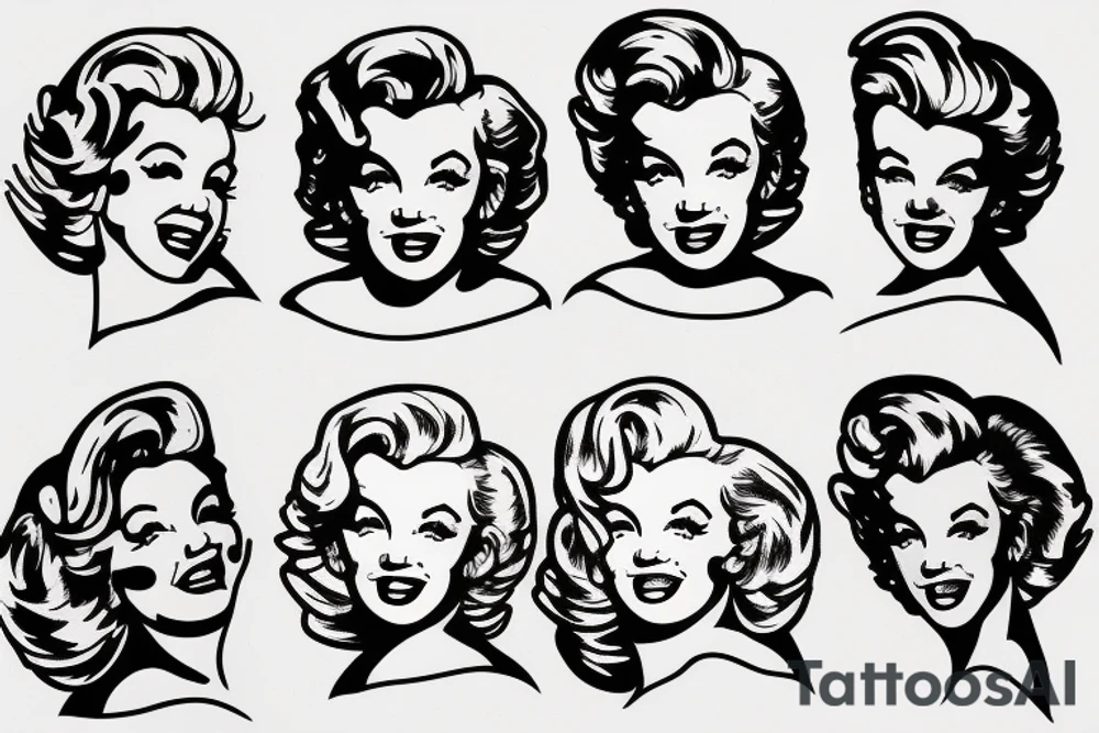marylin monroe face blackwork style tattoo idea