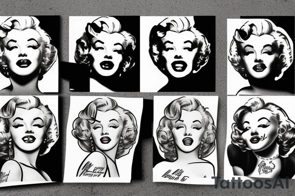 marylin monroe face blackwork style tattoo idea