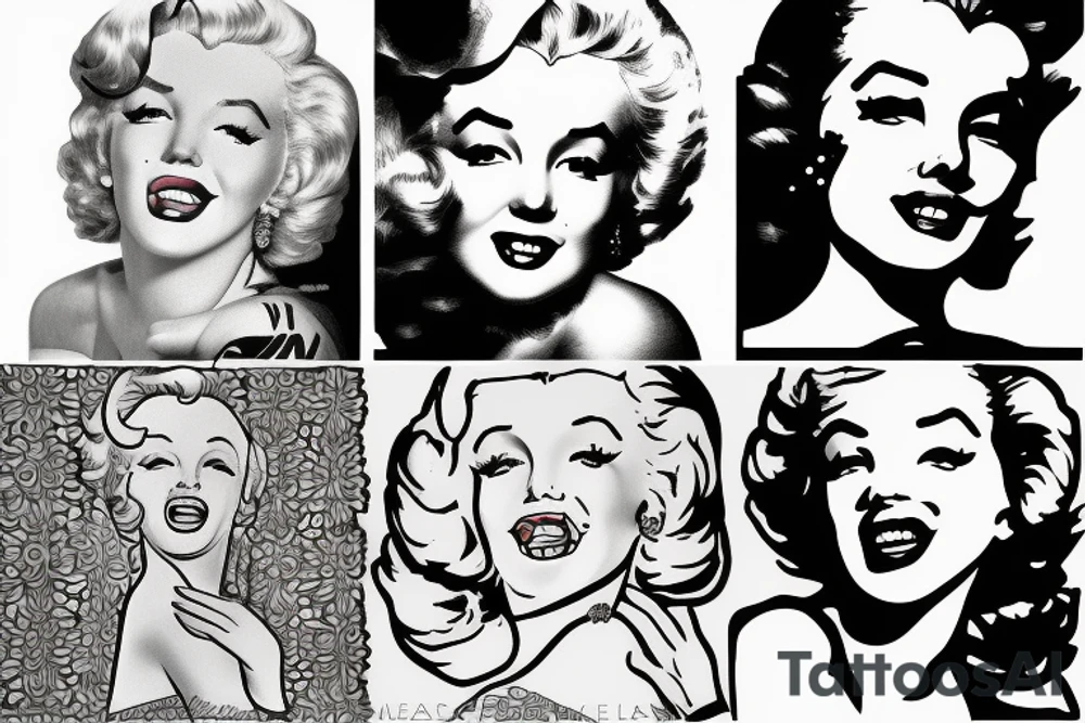 marylin monroe face blackwork style tattoo idea