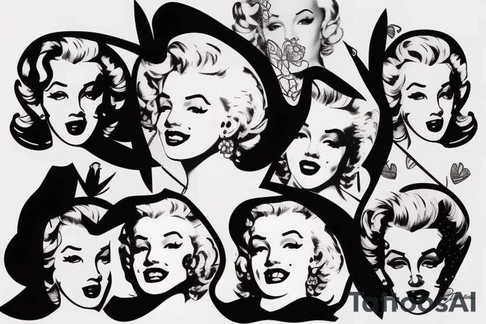 marylin monroe face blackwork style tattoo idea