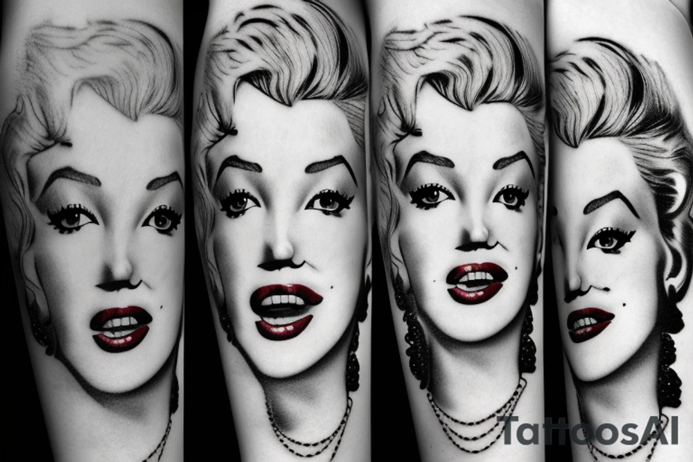 marylin monroe face blackwork style tattoo idea