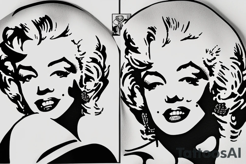 marylin monroe face blackwork style tattoo idea