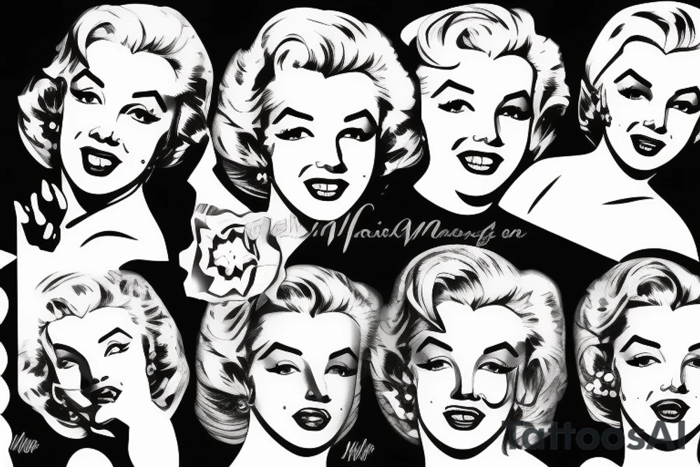 marylin monroe face blackwork style tattoo idea
