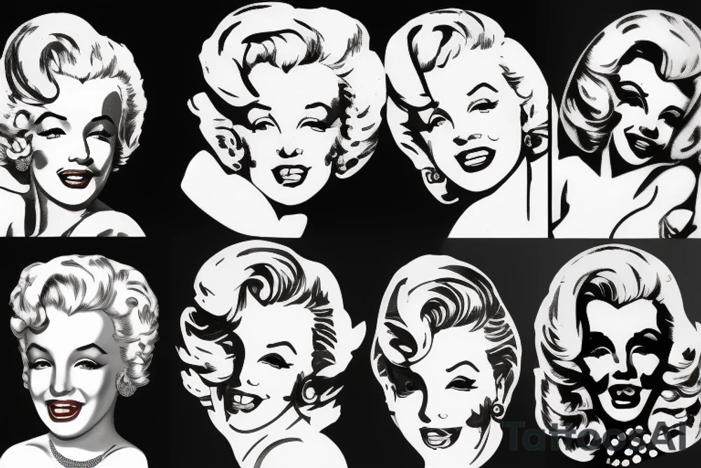 marylin monroe face blackwork style tattoo idea