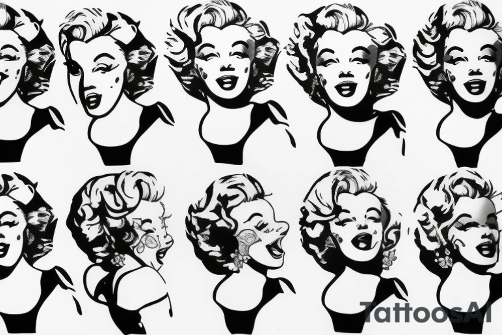 marylin monroe face blackwork style tattoo idea