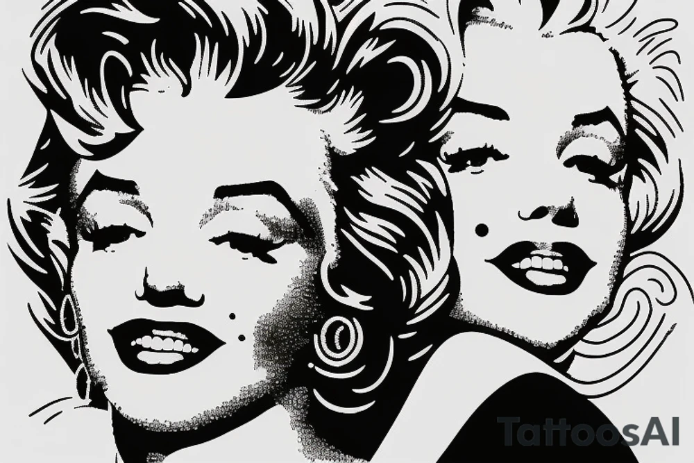 marylin monroe face blackwork style tattoo idea