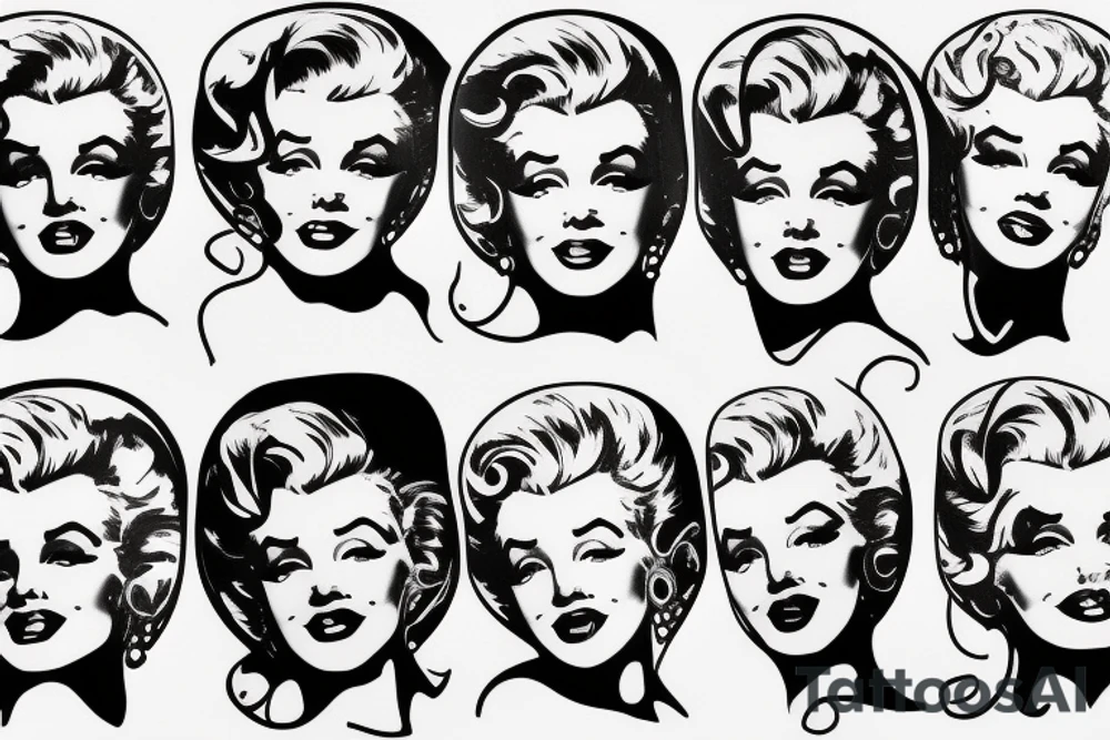 marylin monroe face blackwork style tattoo idea