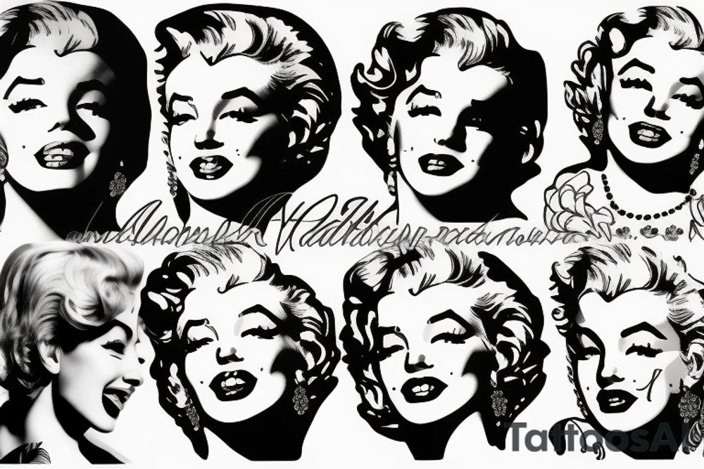 marylin monroe face blackwork style tattoo idea