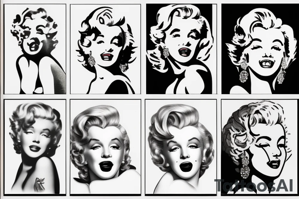 marylin monroe face blackwork style tattoo idea