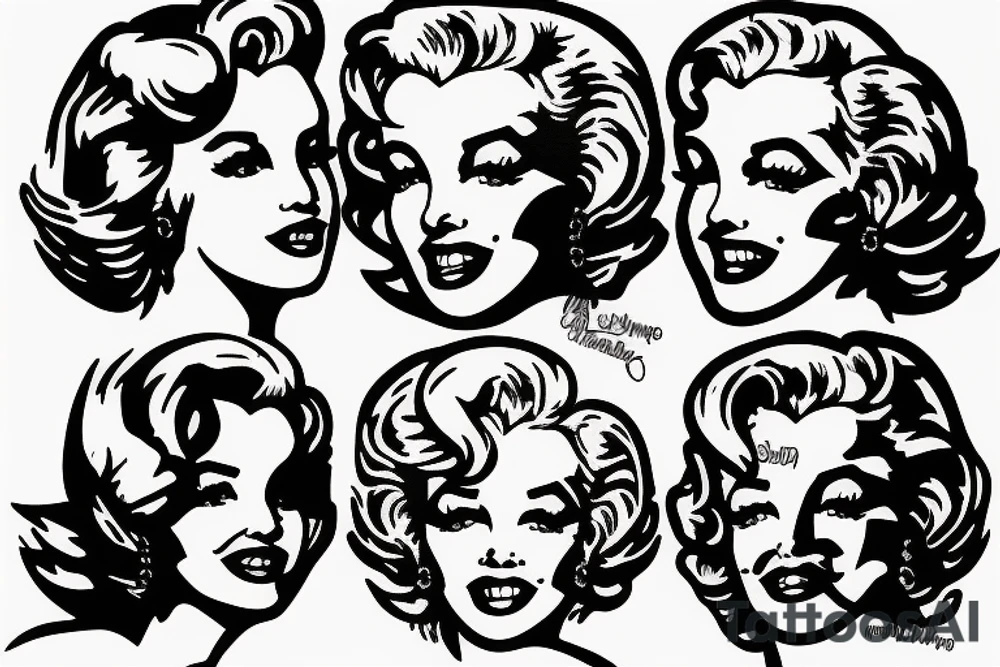 marylin monroe face blackwork style tattoo idea