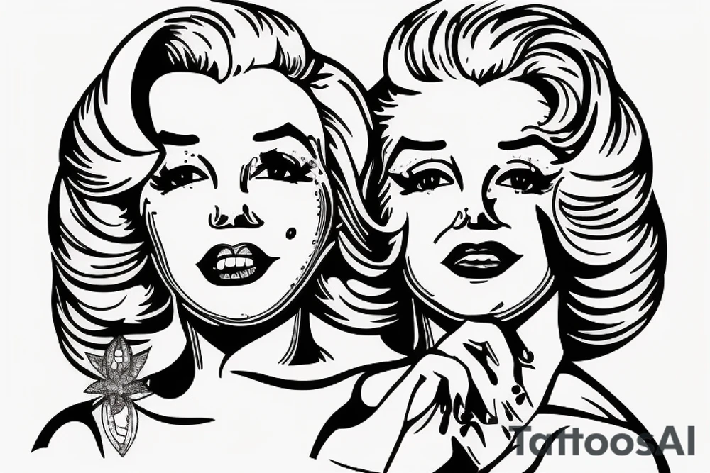 marylin monroe face blackwork style tattoo idea