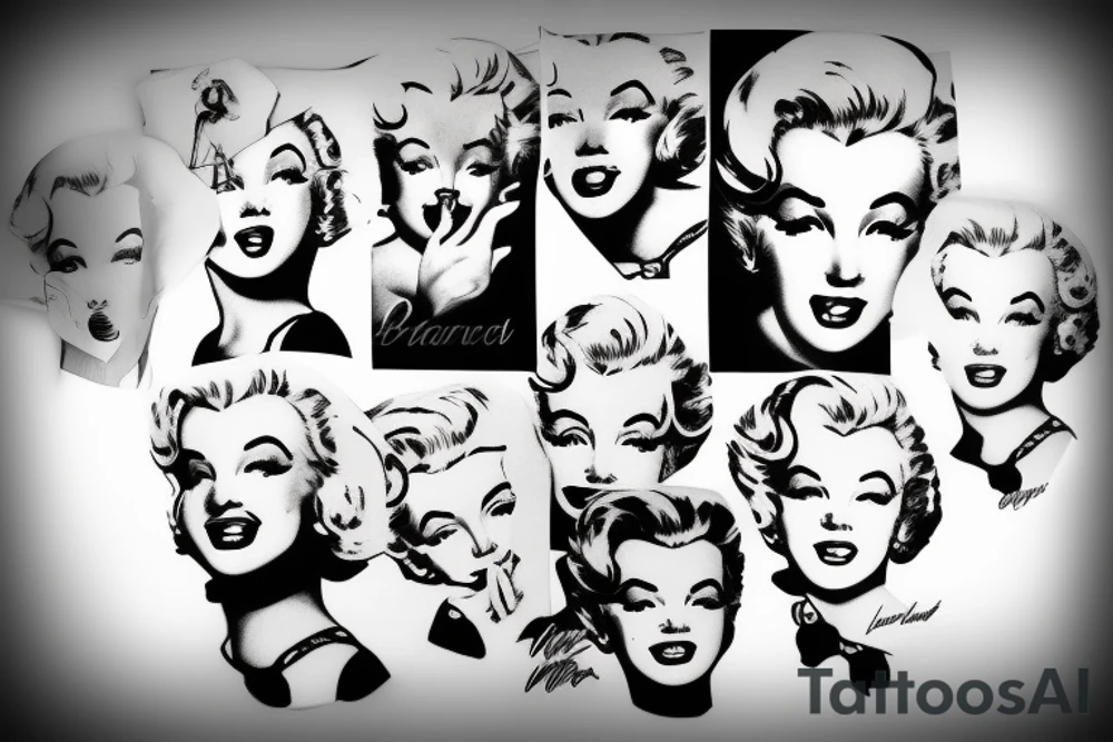 marylin monroe face blackwork style tattoo idea