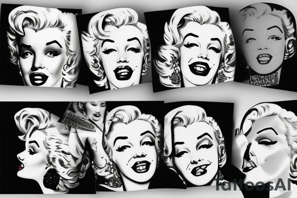 marylin monroe face blackwork style tattoo idea