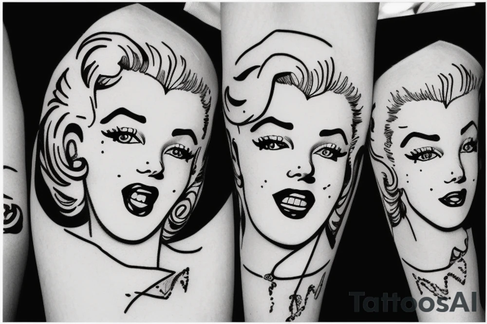 marylin monroe face blackwork style tattoo idea