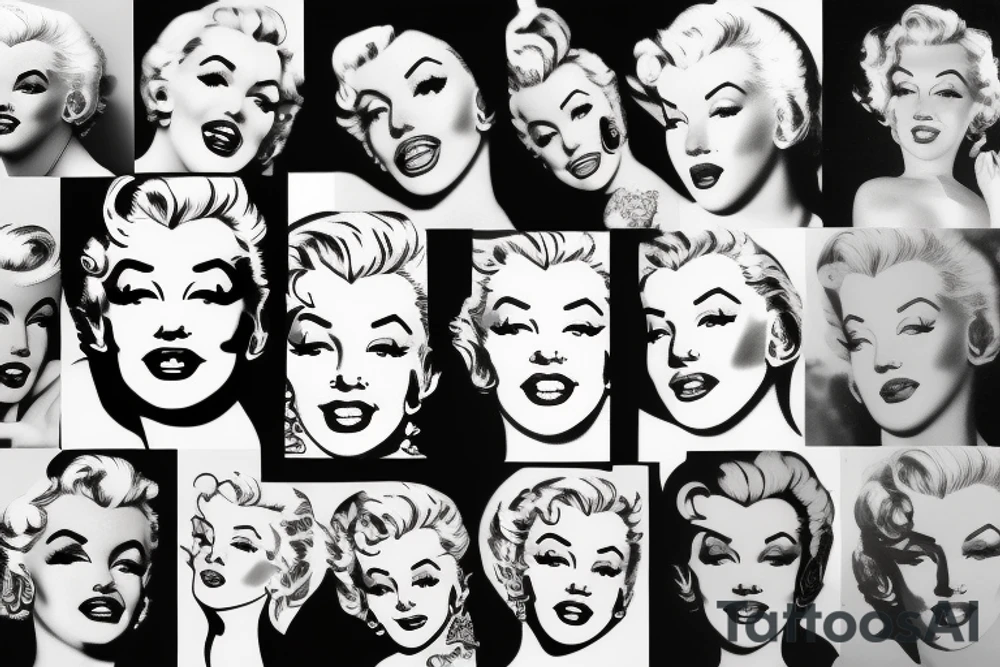marylin monroe face blackwork style tattoo idea