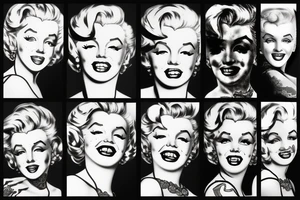 marylin monroe face blackwork style (more like 2) tattoo idea