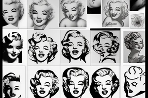 marylin monroe face blackwork style (more like 2) tattoo idea