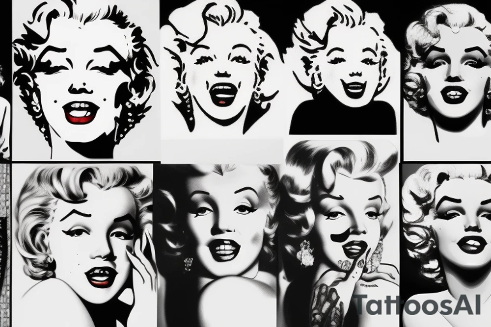 marylin monroe face blackwork style (more like 2) tattoo idea