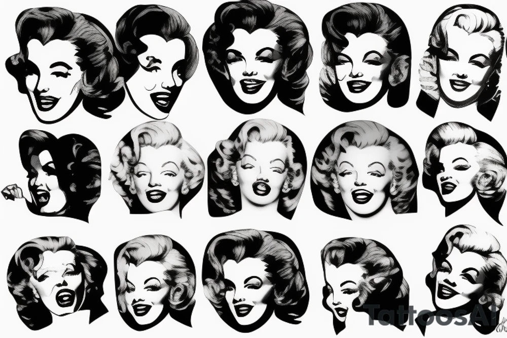 marylin monroe face blackwork style (more like 2) tattoo idea