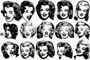 marylin monroe face blackwork style (more like 2) tattoo idea