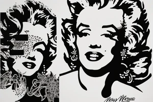 marylin monroe face blackwork style (more like 2) tattoo idea