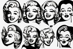 marylin monroe face blackwork style (more like 2) tattoo idea