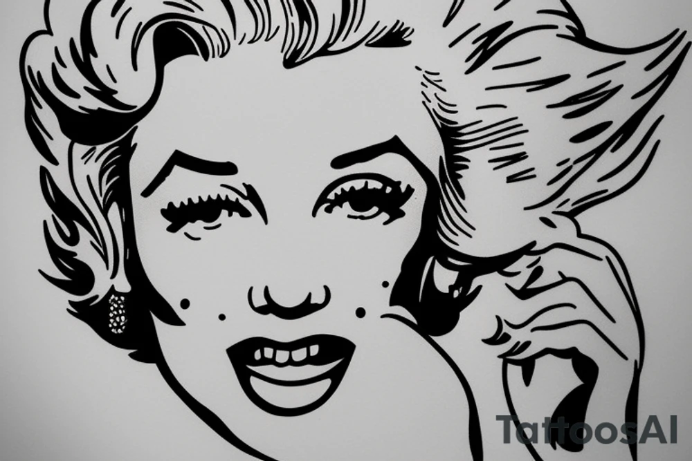 marylin monroe face blackwork style (more like 2) tattoo idea