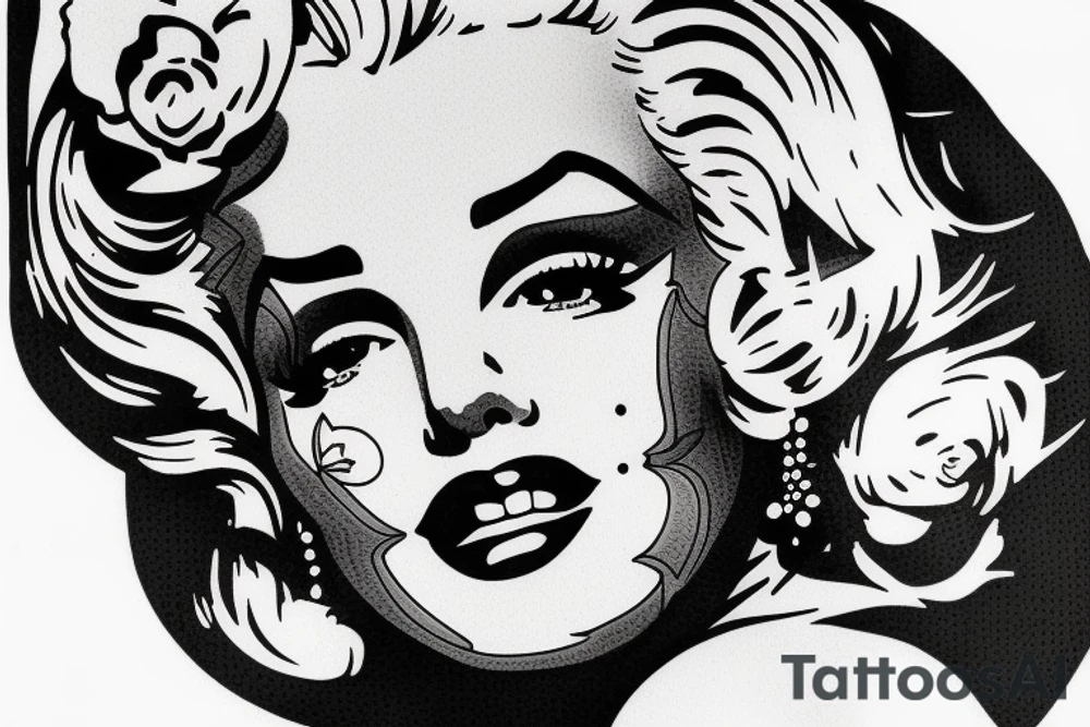 marylin monroe face blackwork style (more like 2) tattoo idea